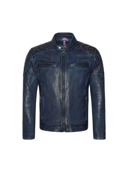 KANG-1002GF KANGAROO Classic Style Blue Men Leather Jacket C O N I S T R U C T I O !