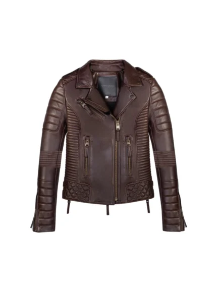 KANG-1016GF KANGAROO Classic Style (WOMAN) : ANTIQUE BROWN Leather Jacket CONISTRUCTIO!