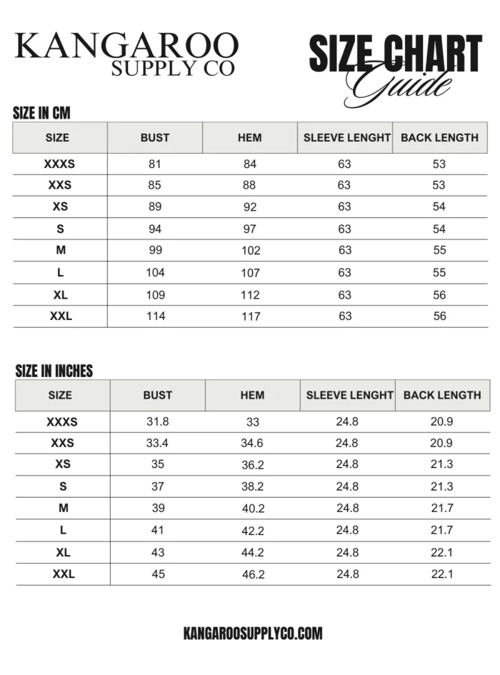 Size chart for women's leather blazer jacket