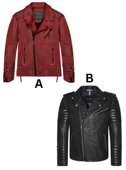 KANG-1036GF KANGAROO Classic Style (MAN) Combo : Black & Burnt Red Leather Jackets CONISTRUCTIO!