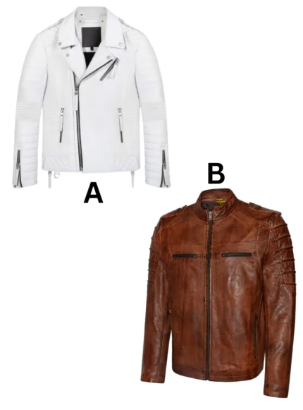 KANG-1037GF KANGAROO Classic Style (MAN) Combo : Brown & Skull White Leather Jackets CONISTRUCTIO!