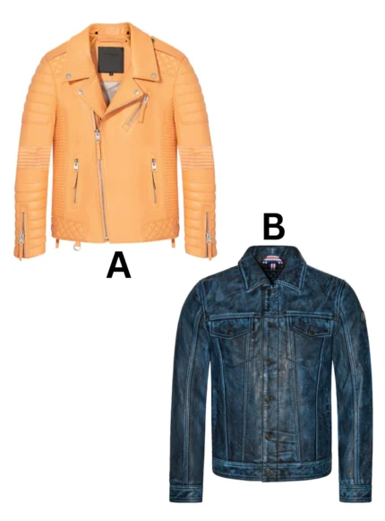 KANG-1038GF KANGAROO Classic Style (MAN) Combo : Blue & Daybreak Leather Jackets CONISTRUCTIO!